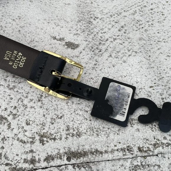 Farah Women Belt Genuine Leather Reversible Waistband Gold Tone Buckle Size 40 - Picture 6 of 12